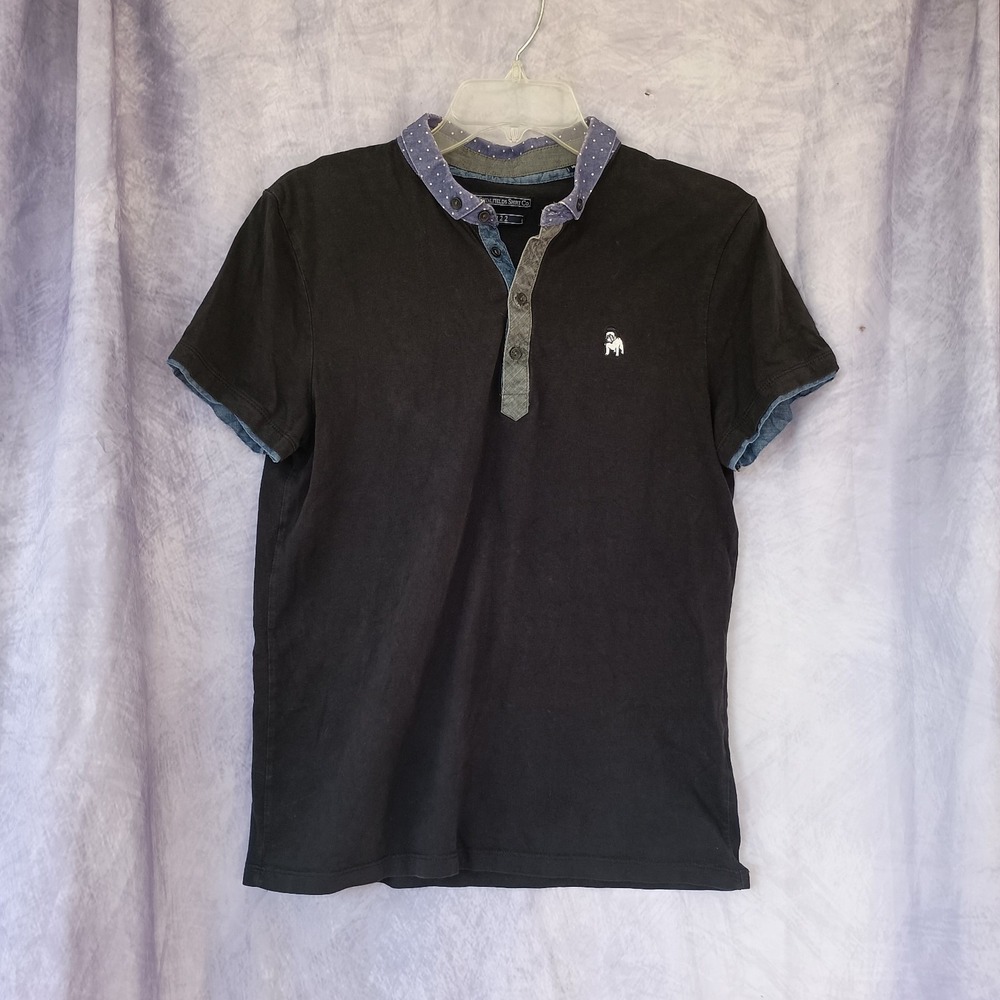 The Spitalfields Shirt Co 1922 Black Contrast Collar Polo Shirt